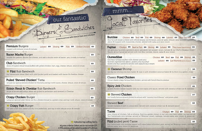 Caramba Restaurant menu